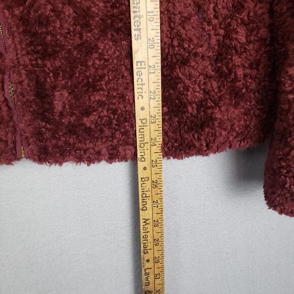 Pendleton Women's M Full Zip Fuzzy Jacket Burgundy Red Fall Granola Girl Shacket - Picture 9 of 11